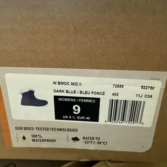 Bogs Womens Bmoc Mid II Snow Boot Blue Size 9 M - Picture 6 of 6